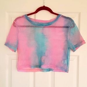 Pink and Blue Crop Top